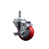 Service Caster 3'' Red Polyurethane Wheel Swivel 7/16'' Grip Ring Stem Caster with Brake SCC-GR20S314-PPUB-RED-TLB-716138